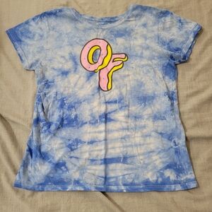 Odd Future Women Top Medium Blue Tie Dye T-Shirt Donut Graphic Short Sleeve Tee